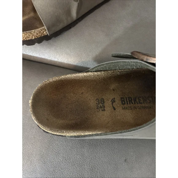 GUC WOMEN’S BIRKENSTOCK ARIZONA SANDALS SIZE 38 EU GRAY/GREEN - Picture 4 of 10